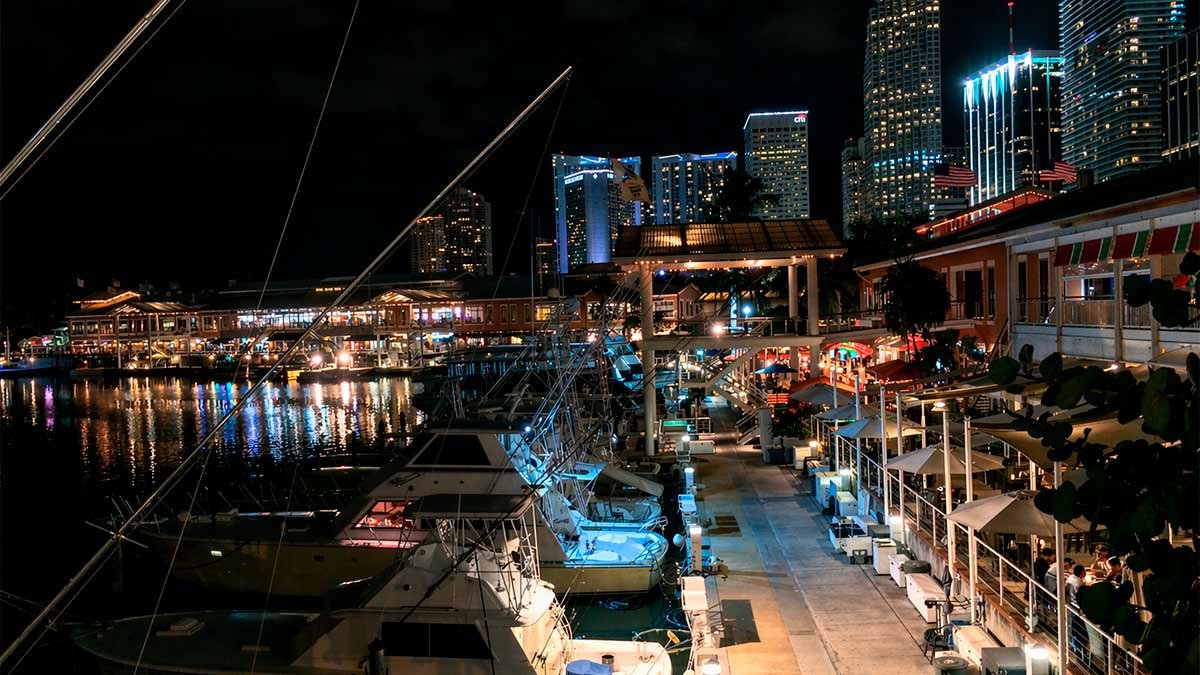 Bayside Marketplace Marina and Downtown Skyline