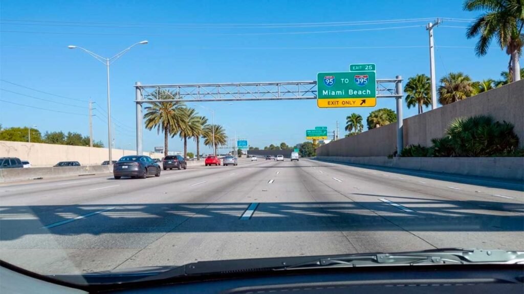 The moment of truth on I-95 South: Commit to the EXIT ONLY lane to Miami Beach now, or prepare to panic-merge in downtown gridlock.